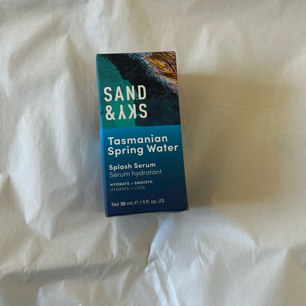 NIB sand and sky Tasmanian spring water serum 💙